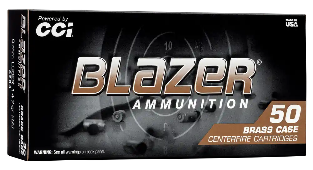 CCI Blazer Brass 9mm Luger 147gr Total Metal Jacket Centerfire Ammo 50-Round Box 5203S