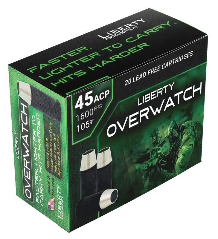 Liberty Ammunition OverWatch .45 ACP 105gr Open Cavity Lead-Free Defense Ammo 20rd LAOW451051600