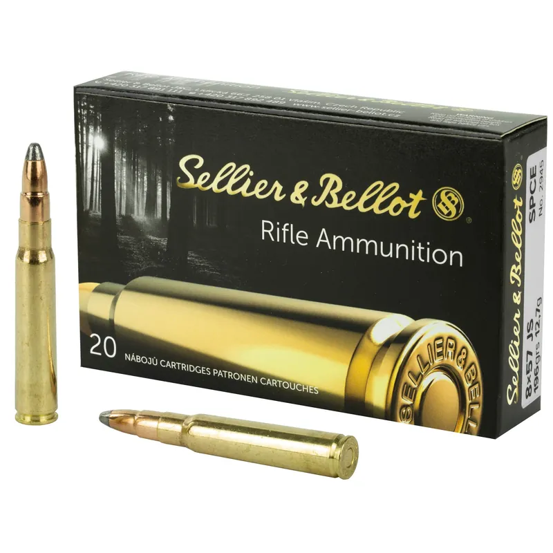 Sellier & Bellot 8x57mm JS Mauser 196gr Soft Point Cutting Edge Rifle Ammo, 20rd Box SB857JSB