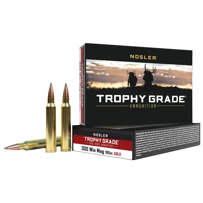 Nosler Trophy Grade Long Range .300 Winchester Magnum 190gr AccuBond Long Range Ammo, 20 Rounds 60126