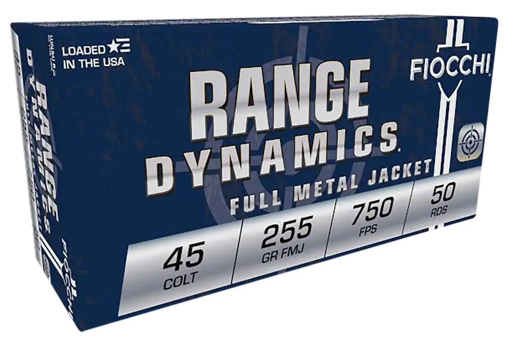 Fiocchi Range Dynamics .45 Colt 225gr Complete Metal Jacket Ammo, 50 Rounds/Box (10/Case) 45LCCMJ
