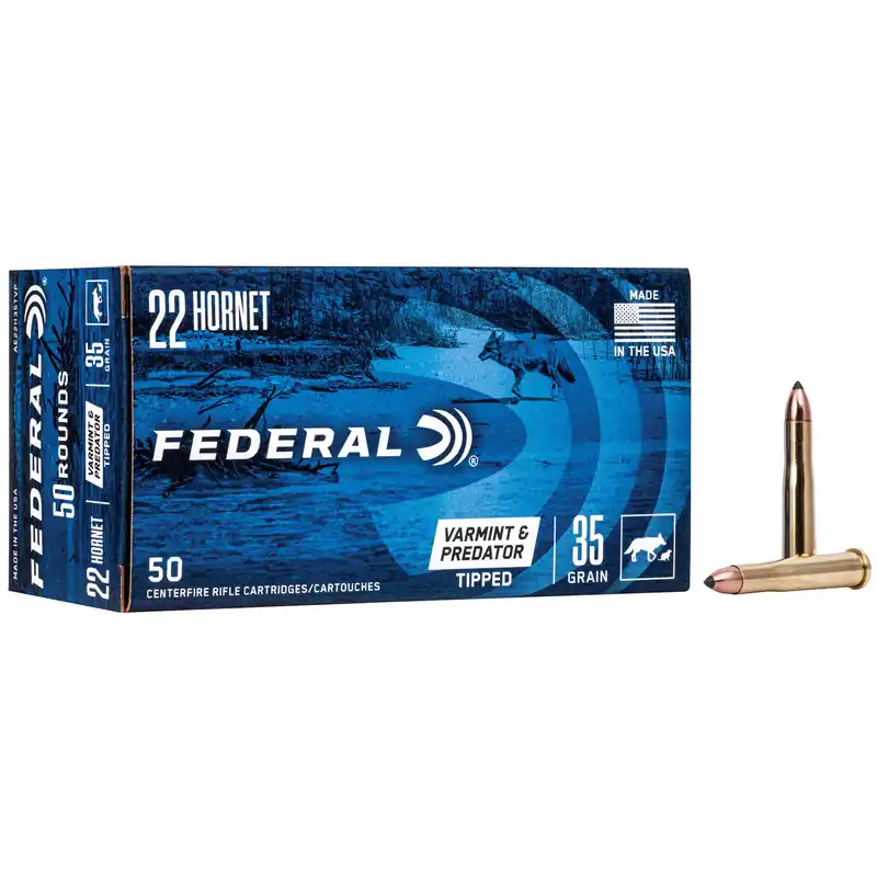 Federal American Eagle Varmint & Predator .22 Hornet 35 Grain Tipped Varmint 50rd AE22H35TVP