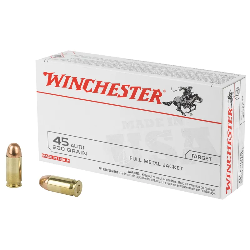 Winchester Ammunition USA White Box .45 ACP 230 Grain Full Metal Jacket Ammo, 50 Rounds Q4170
