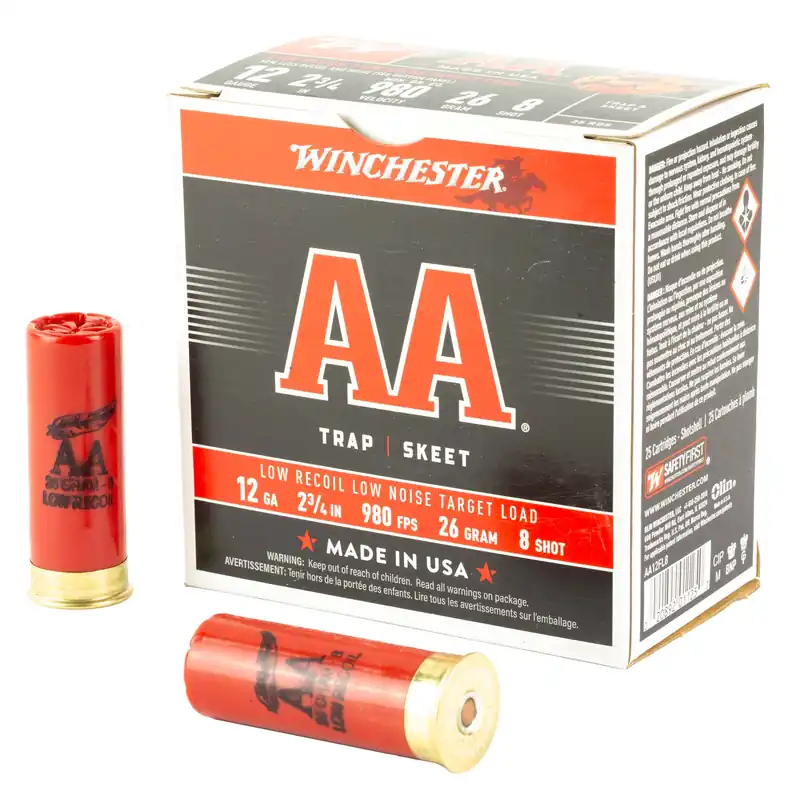 Winchester AA Low Recoil Low Noise 12 Gauge 2.75in Target Shotshells 8 25-Round AA12FL8
