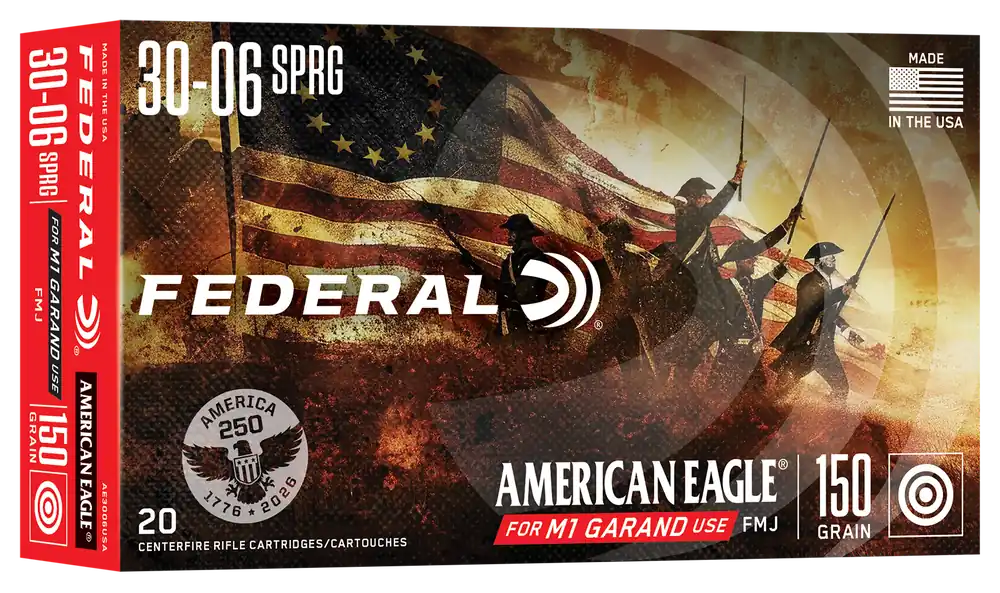 Federal American Eagle .30-06 Springfield 150 Grain Full Metal Jacket (FMJ) Rifle Ammo 20rd AE3006USA