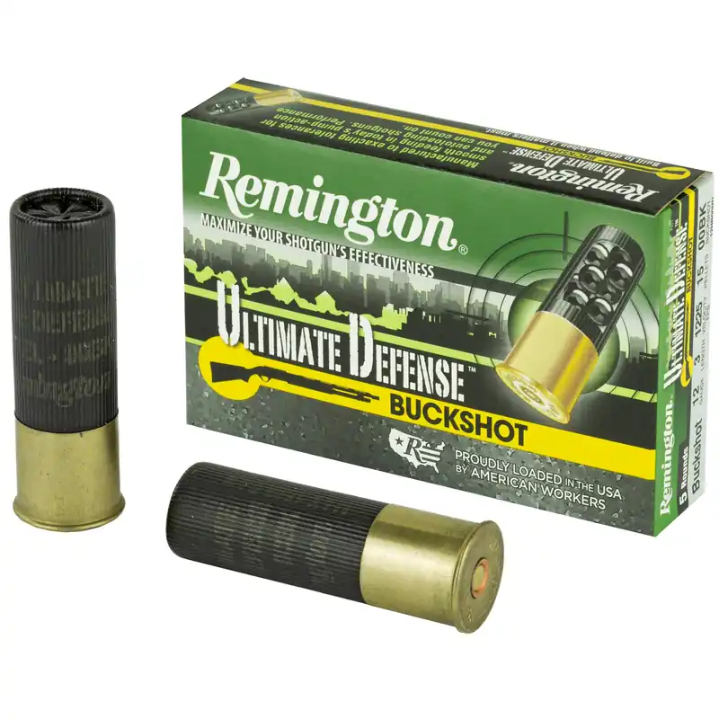 Remington Ultimate Defense 12 Gauge 3in 00 Buckshot Shotshell Ammo 5-Round Box R20633