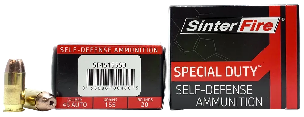 SINTERFIRE INC Special Duty .45 ACP 155gr Lead-Free Frangible Hollow Point Ammo, 20rd Box SF45155SD