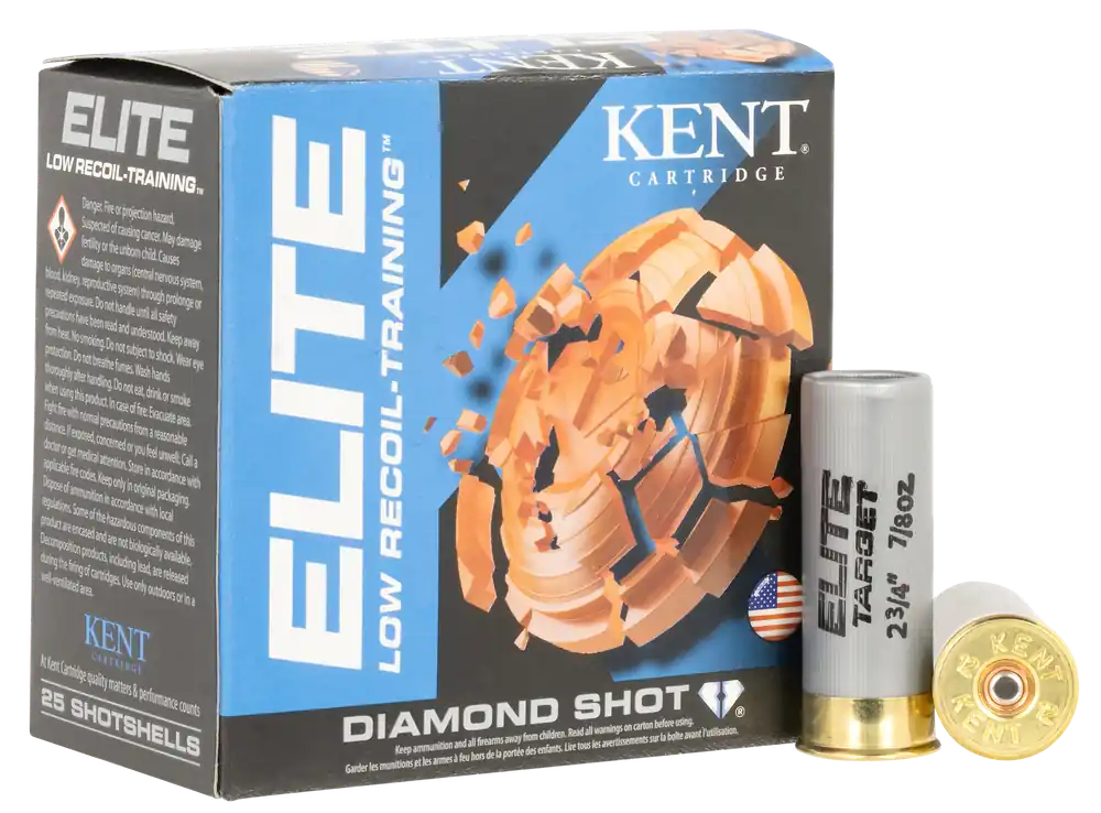 Kent Cartridge Elite Low Recoil Training 12 Gauge 2 3/4in 7/8oz 8 Steel Shot 25rd E12LB248
