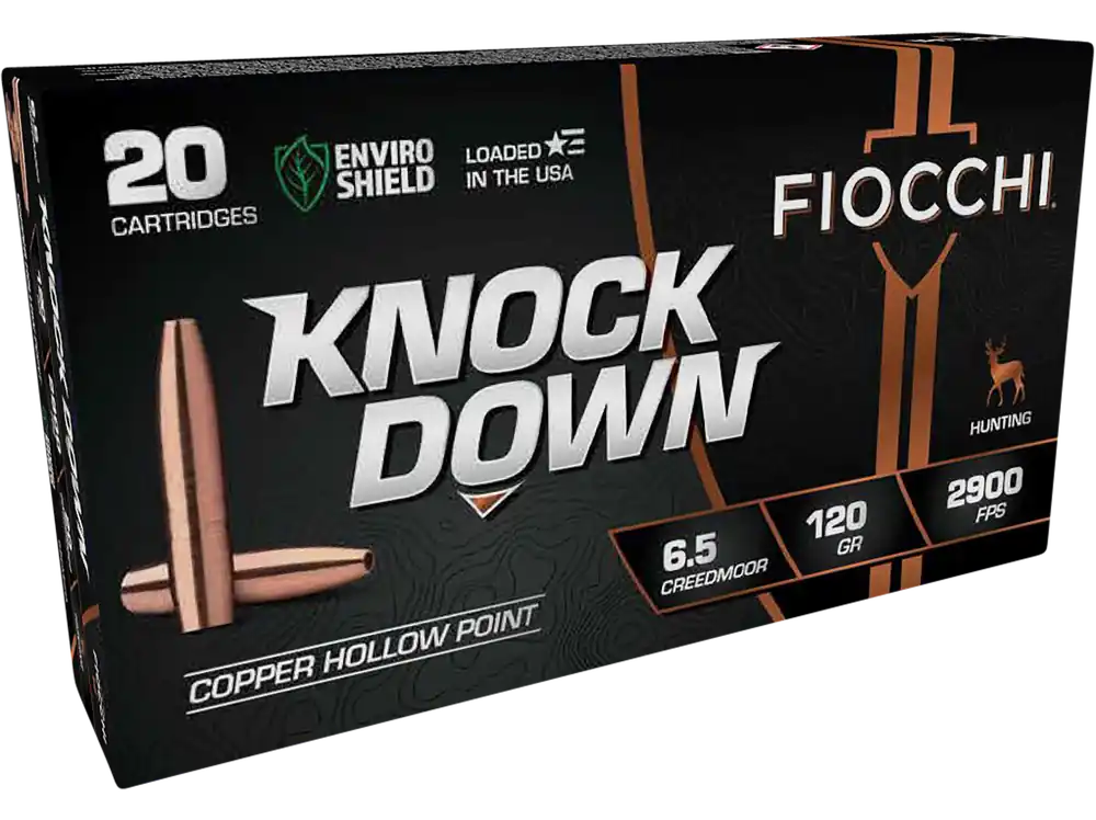Fiocchi Knock Down Enviro Shield 6.5 Creedmoor 120gr Copper Hollow Point Ammo 20-Round Box 65CMCHA