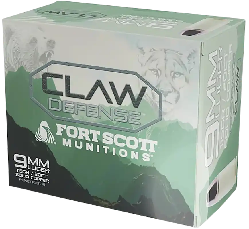 Fort Scott Munitions Claw Defense 9mm Luger 115gr Solid Copper Ammo 20/Box 9MM115SCVFNCD
