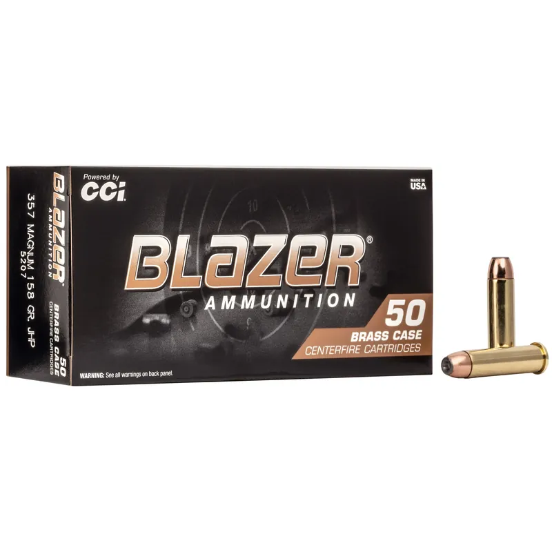 Blazer Brass .357 Magnum 158 Grain Jacketed Hollow Point Handgun Ammo, 50-Round Box 5207