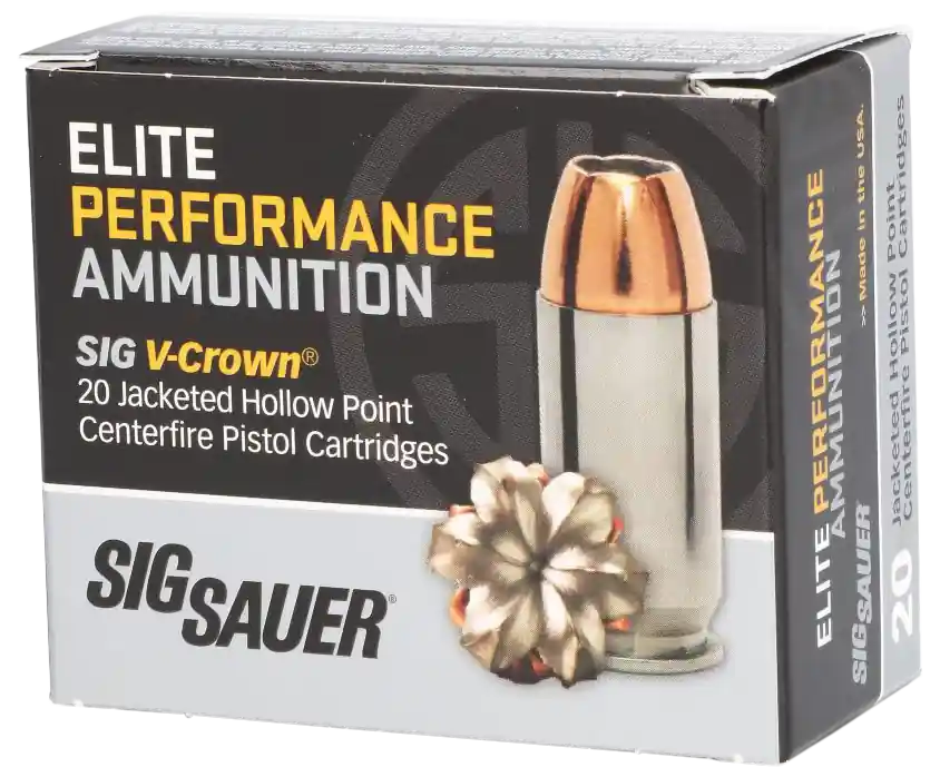 Sig Sauer Elite Performance V-Crown .40 S&W 165gr Jacketed Hollow Point Ammo, 20/Box E40SW120