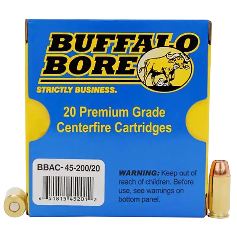 Buffalo Bore Strictly Business Personal Defense .45 ACP +P 200 Grain Jacketed Hollow Point Ammo 4520020
