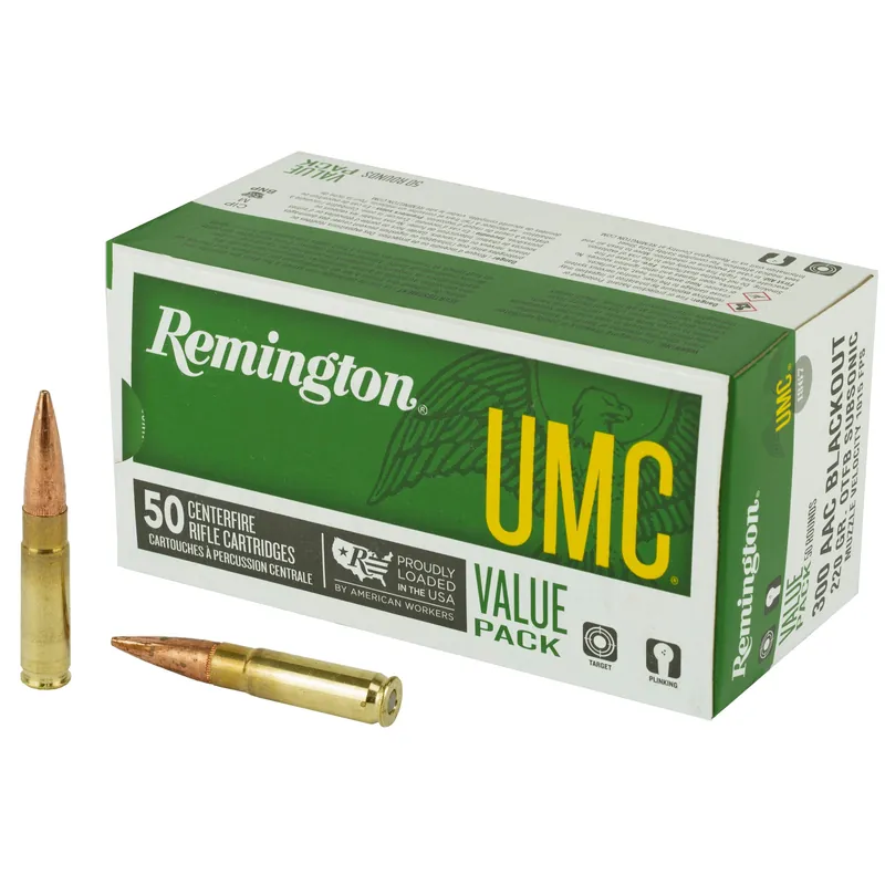 Remington UMC .300 AAC Blackout 220gr Open Tip Flat Base Rifle Ammo, 50 Rounds 24026