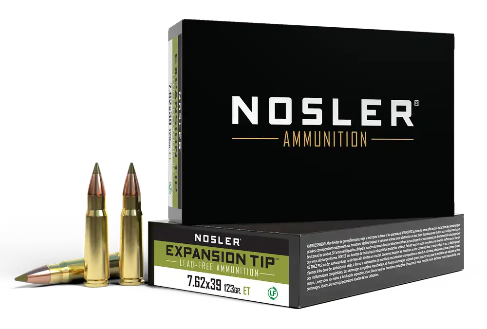 Nosler E-Tip 7.62x39mm 123gr Lead-Free Polymer Tip Boat Tail Rifle Ammo, 20rd Box 40040