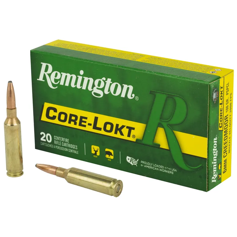 Remington Core-Lokt 6mm Creedmoor 100gr Pointed Soft Point Rifle Ammo, 20-Round Box 29049