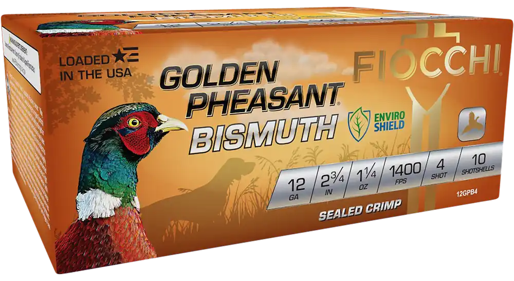 Fiocchi Golden Pheasant Bismuth 12 Gauge 2.75in 1-1/4oz 4 Shot Shotshells (10ct) 12GPB4