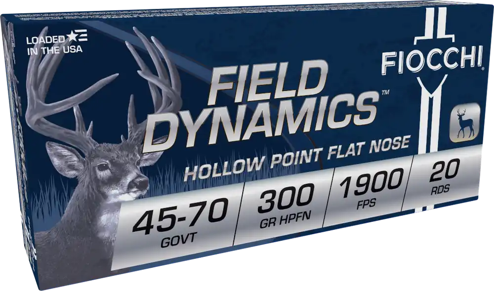 Fiocchi Field Dynamics .45-70 Government 300gr Hollow Point Flat Nose Rifle Ammo, 20/Box 4570B