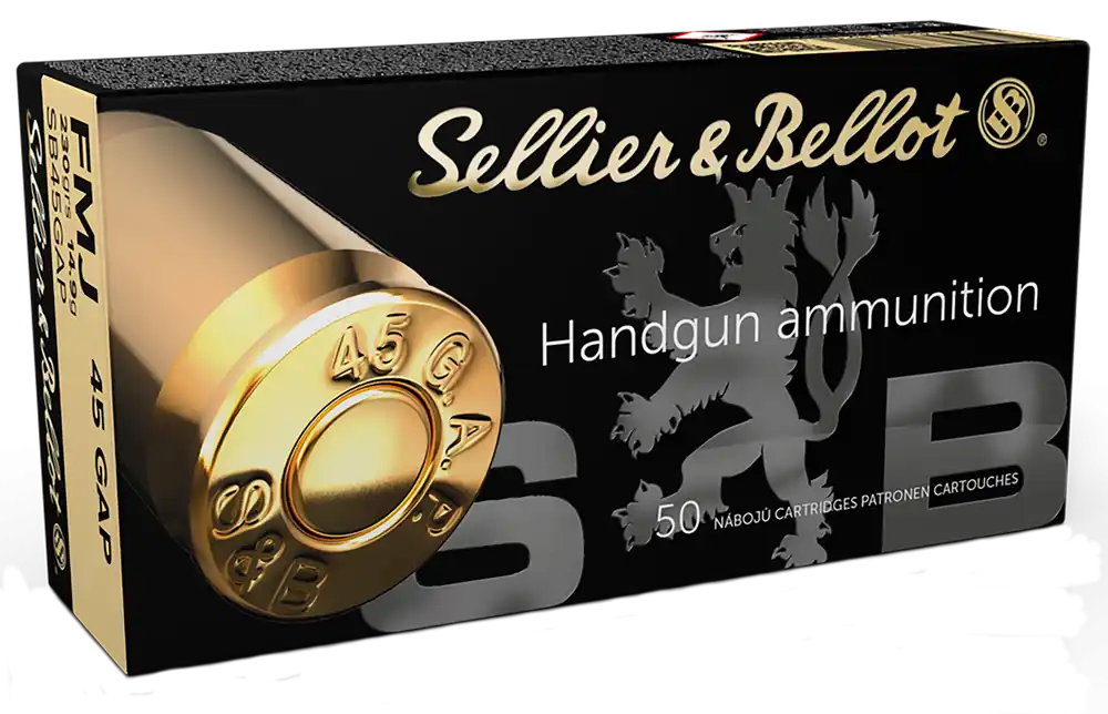 Sellier & Bellot .45 GAP 230gr FMJ Brass-Cased Handgun Ammunition, 50rd Box/20 Case SB45GAP