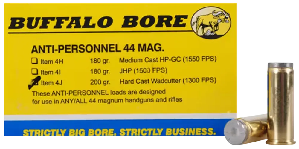 Buffalo Bore Strictly Business Anti-Personnel .44 Rem Magnum 200gr Hard Cast Wadcutter Ammo 4J20