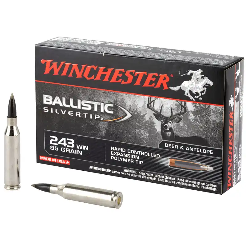 Winchester Ballistic Silvertip .243 Winchester 95 Grain Polymer Tip Rifle Ammo, 20-Round Box SBST243A