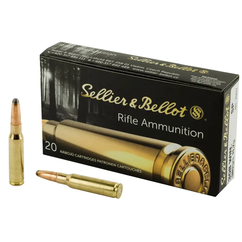 Sellier & Bellot .308 Winchester 180gr Soft Point Rifle Ammunition 20-Round Box SB308C