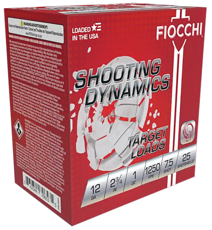 Fiocchi Shooting Dynamics 12 Gauge 2.75in 1oz 7.5 Target Loads 25/Box 12SD1X75