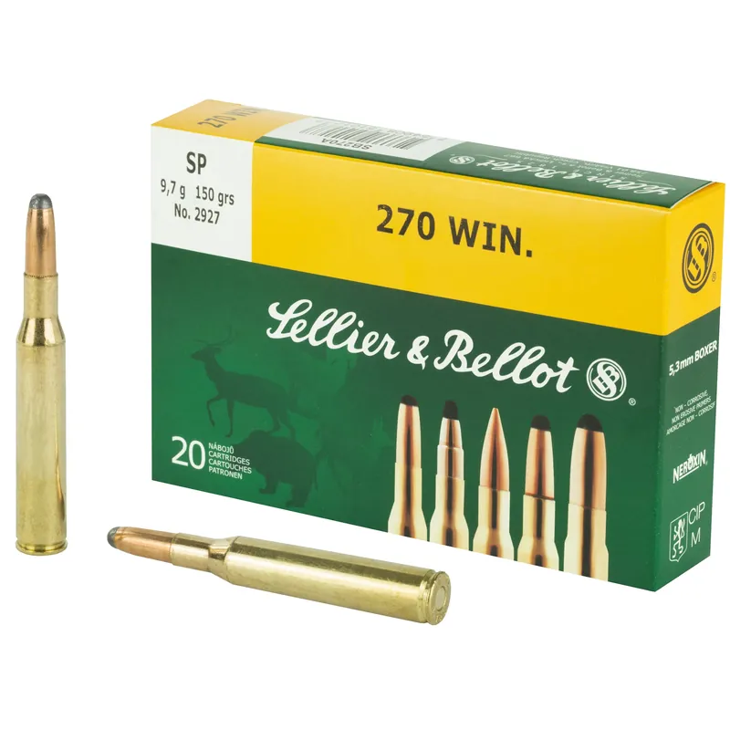 Sellier & Bellot .270 Winchester 150gr Soft Point Rifle Ammo, 20-Round Box SB270A