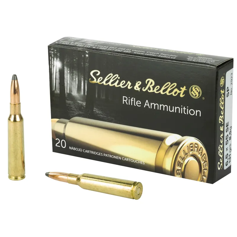 Sellier & Bellot 6.5x55 Swedish Rifle Ammo 131 Grain Soft Point, 20/400 SB6555A