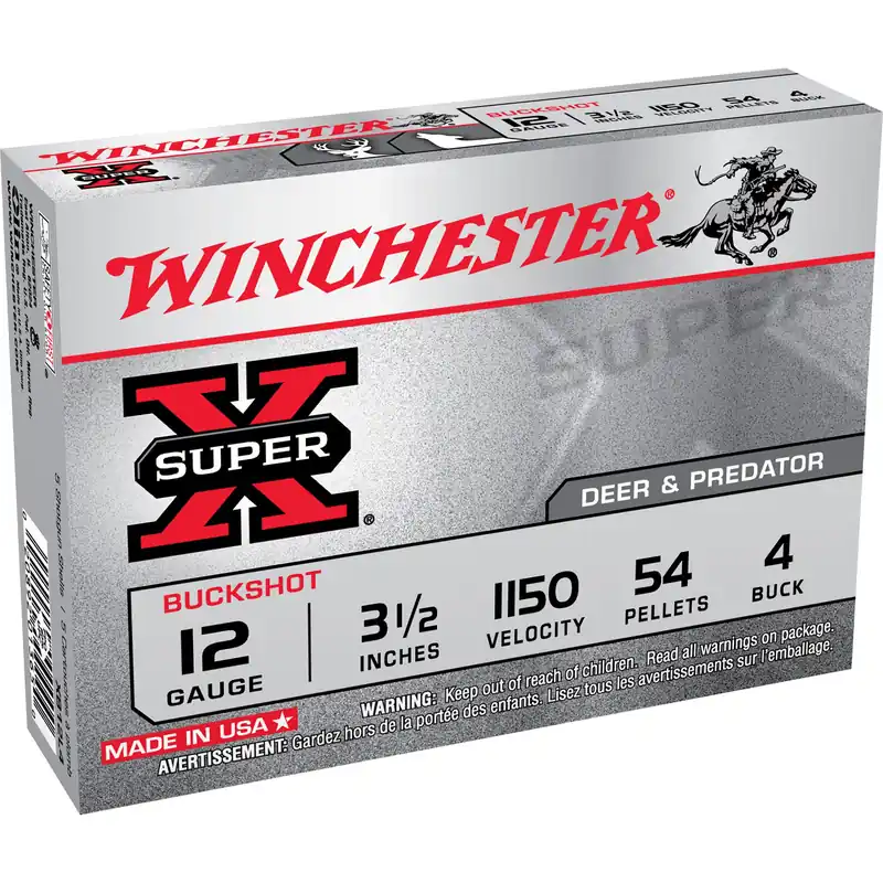 Winchester Ammunition Super-X 12 Gauge 3.5 Inch 4 Buck Buffered Buckshot 54 Pellets 1150 fps XB12L4
