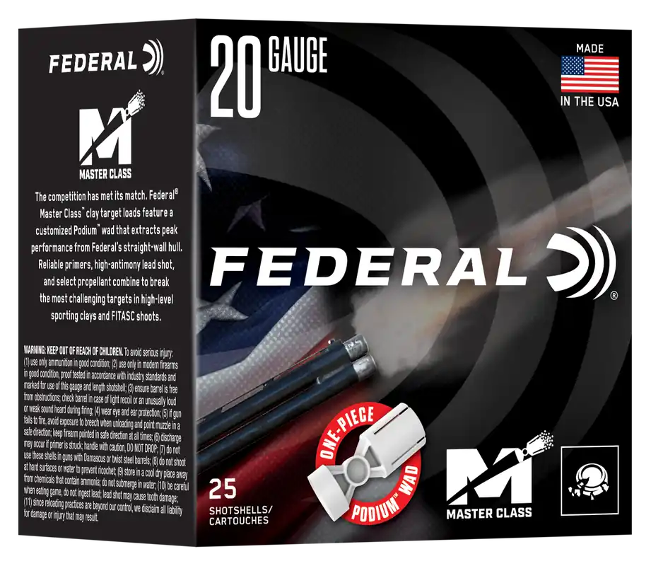 Federal Master Class 20 Gauge 2 3/4in 7/8oz 8 Shot Clay Target Shotshells 25rd MC2248
