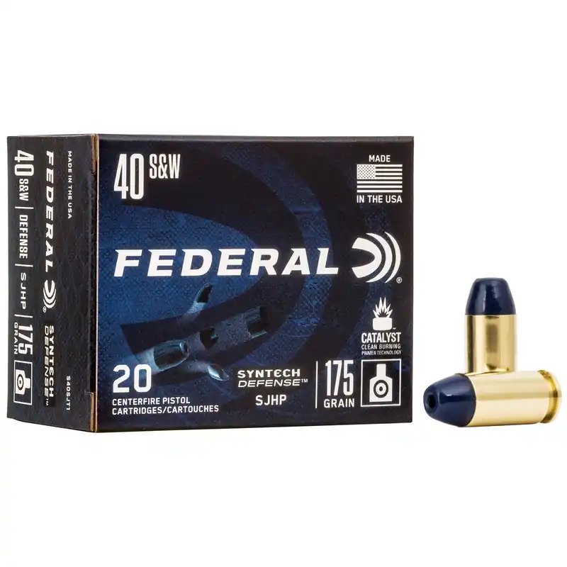 Federal Syntech Defense .40 Smith & Wesson 175gr Segmented Jacketed Hollow Point Ammo 20rd S40SJT1