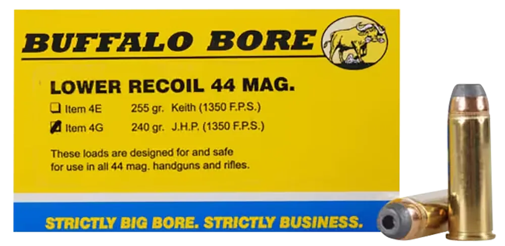Buffalo Bore Ammunition Low Recoil .44 Remington Magnum 240gr Jacketed Hollow Point Ammo 4G20