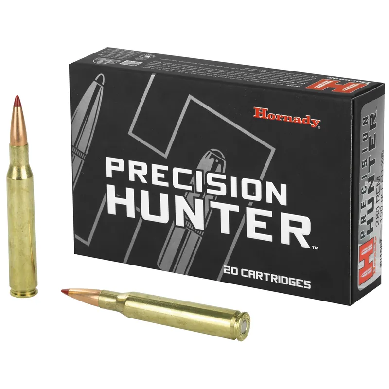 Hornady Precision Hunter .280 Remington 150gr ELD-X Polymer Tip Rifle Ammo, 20-Round Box 81587