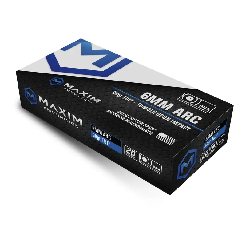 Maxim Defense Industries Precision Rifle Ammunition 6mm ARC 90gr TUI, 20-Round Box MXM-49136