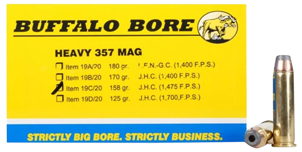 Buffalo Bore Heavy Strictly Business .357 Magnum 158gr Jacketed Hollow Point Ammo, 20rd Box 19C20