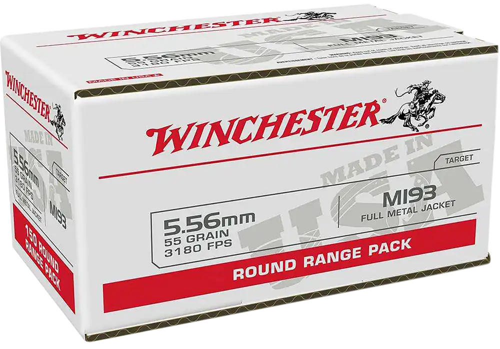 Winchester Ammo USA Lake City M193 5.56x45mm 55gr FMJ Rifle Ammunition, 100ct WM193100