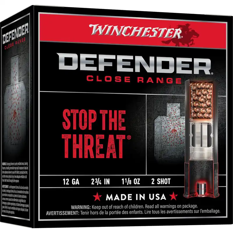 Winchester Ammunition Defender 12 Gauge 2-3/4 Inch 2 Copper-Plated Shot Shells 25rd S122PD25