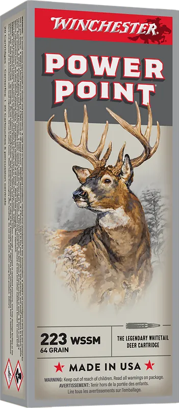 Winchester Ammo Super-X Power-Point Rifle Ammunition .223 WSSM 64gr Soft Point 20rd Box X223WSS1
