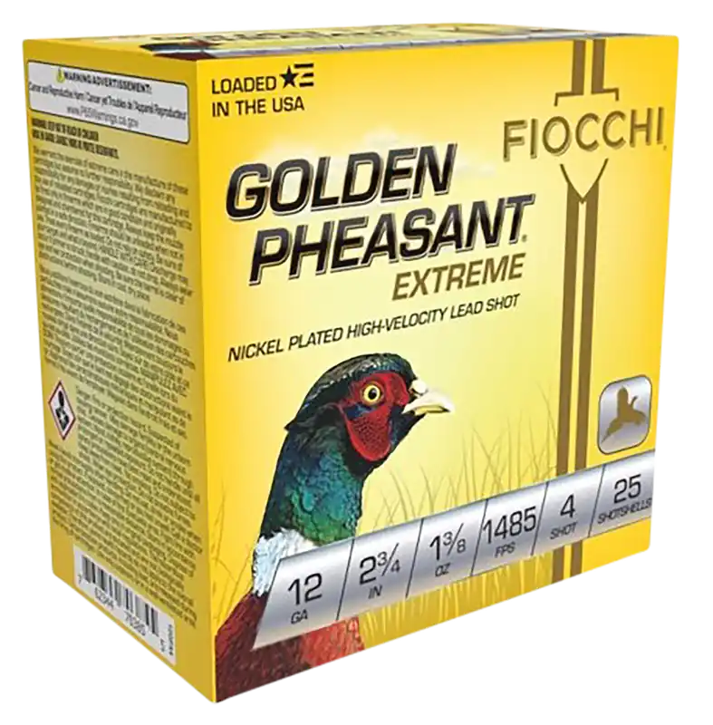 Fiocchi Golden Pheasant Extrema 12 Gauge 2.75in 4 Shot 1 3/8oz 25rd Box 12GPX4
