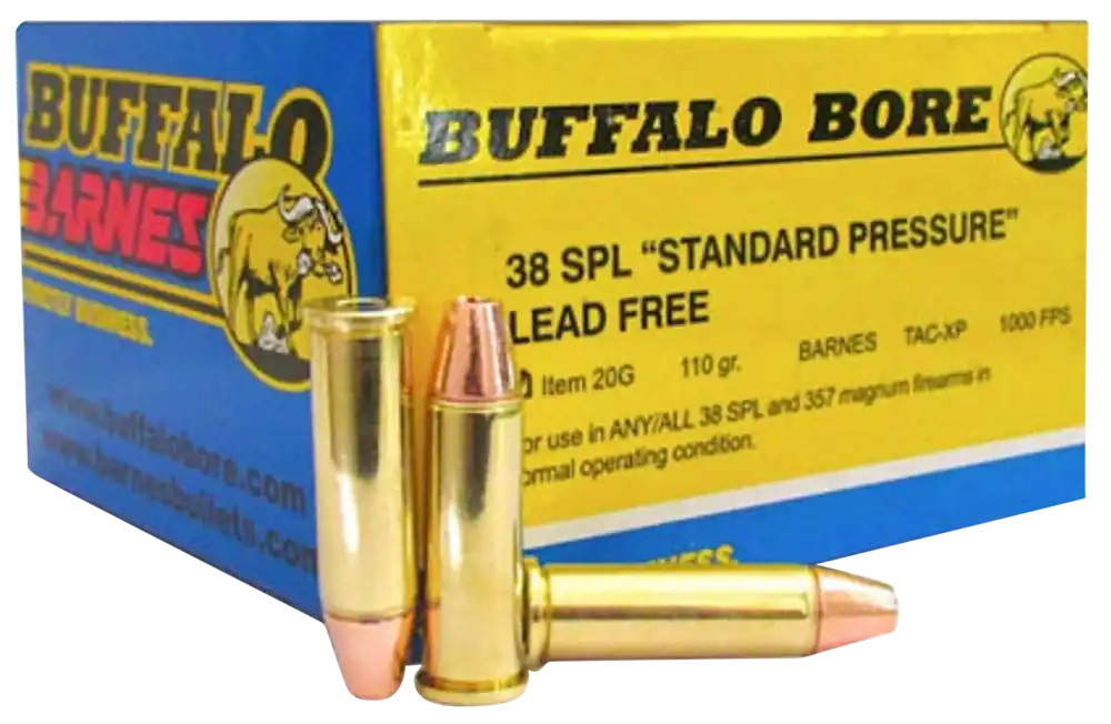 Buffalo Bore .38 Special Standard Pressure Lead-Free Barnes TAC-XP 110gr Ammo, 20/Box (12/Case) 20G20