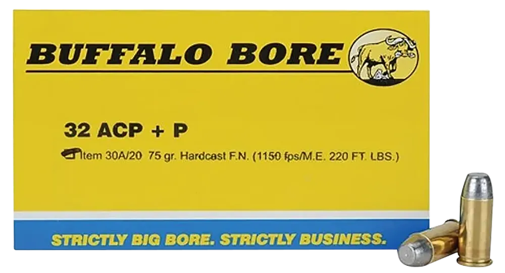 Buffalo Bore Personal Defense Strictly Business .32 ACP +P 75gr Hard Cast Flat Nose Ammo 30A20