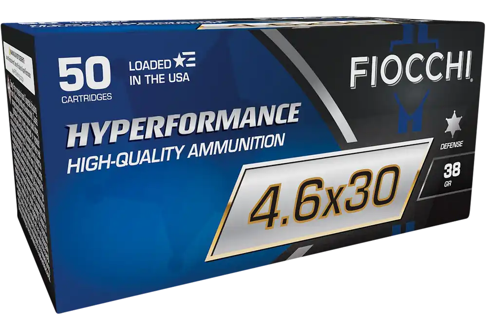 Fiocchi Hyperformance Defense 4.6x30mm 38gr Tipped Hollow Point Ammo, 50/Box 20/Case 46EXD