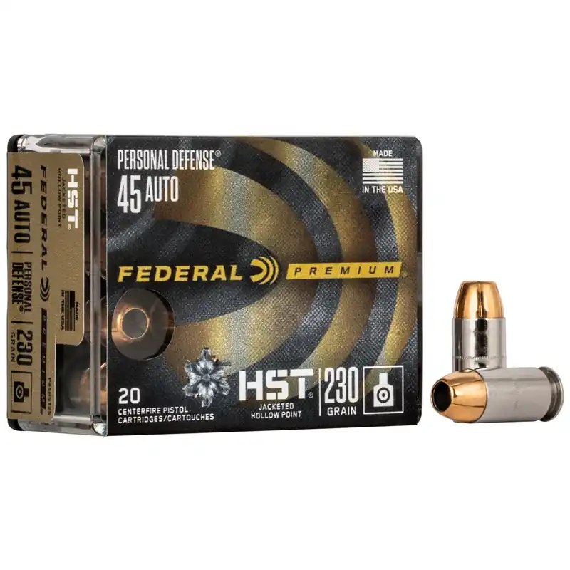 Federal Premium HST .45 Auto 230 Grain Jacketed Hollow Point Self-Defense Ammo, 20 Rounds P45HST2S