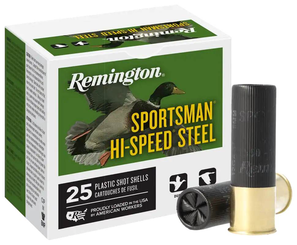 Remington Sportsman Hi-Speed Steel 12 Gauge 3in 1 1/8oz 4 Shot Shotshells, 20981