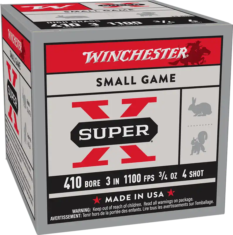 Winchester Ammo Super-X High Brass .410 Gauge 3in 3/4oz 4 Shot 25rd Box X413H4
