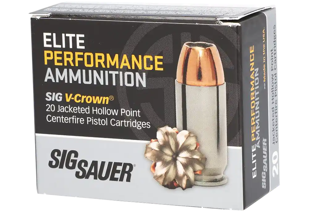 Sig Sauer Elite Performance V-Crown .40 S&W 180gr JHP Ammo, 20/Box (10/Case) E40SW220
