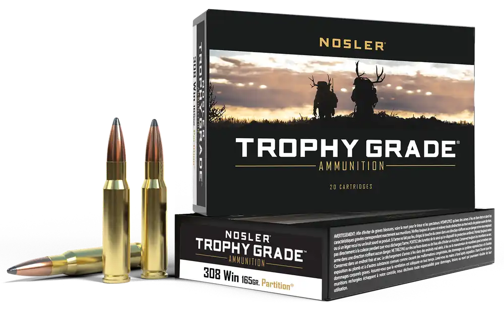 Nosler Trophy Grade .308 Winchester 165gr Partition Spitzer Soft Point Rifle Ammo, 20/Box 60053