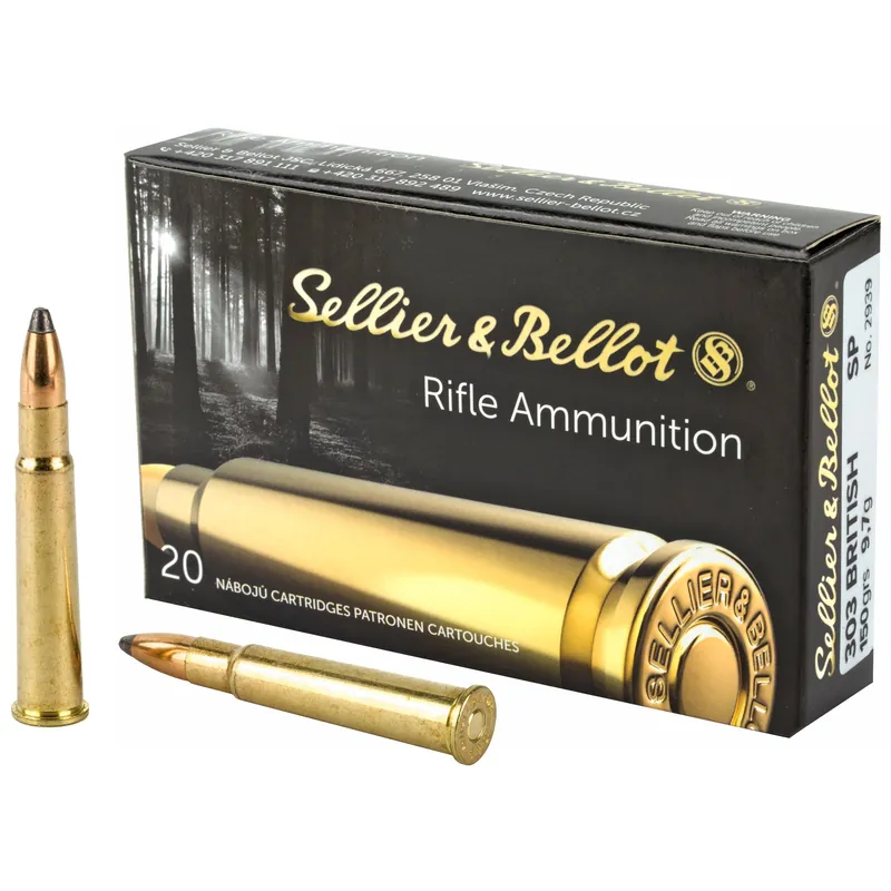 Sellier & Bellot .303 British 150 Grain Soft Point Rifle Ammunition, 20 Rounds/Box, SB303B