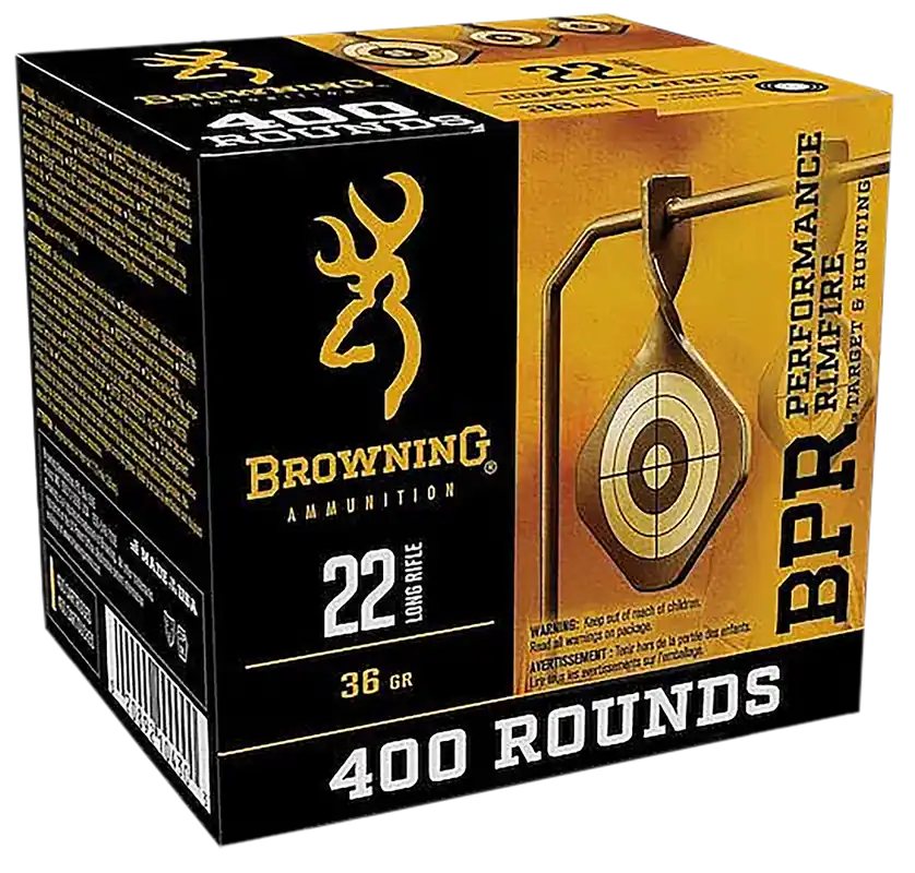 Browning Ammo BPR Performance .22 Long Rifle 36gr Plated Hollow Point Rimfire Ammo 400rd B194122401